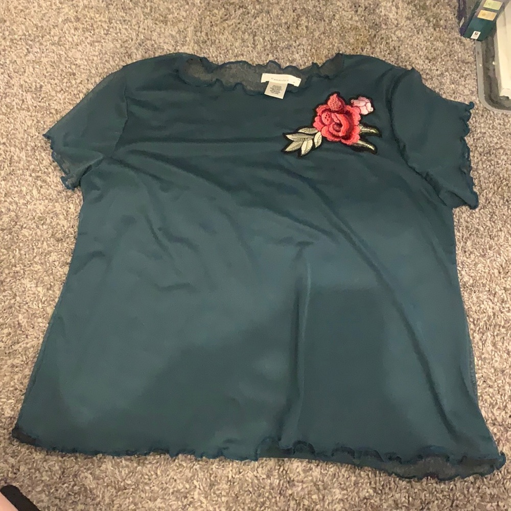 See thru top with flower